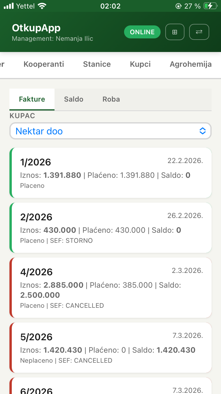 Fakture kupaca sa saldom