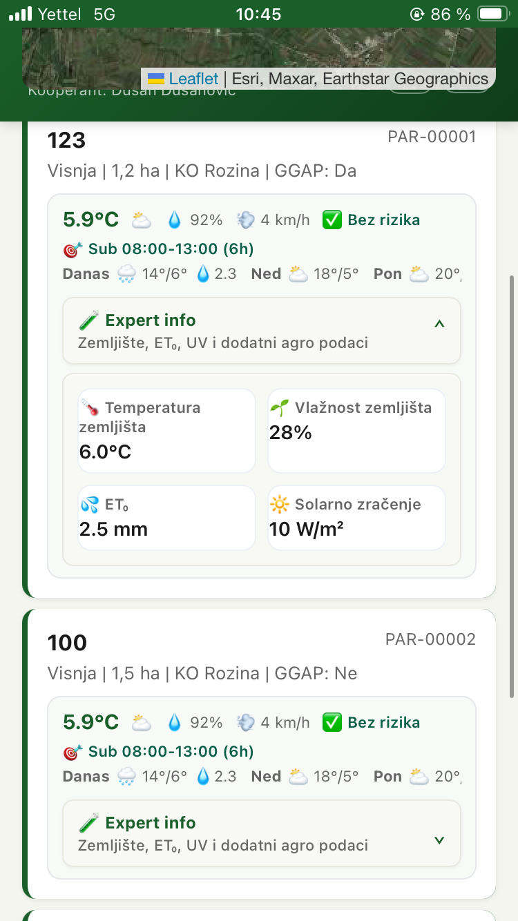 Meteo expert info po parceli